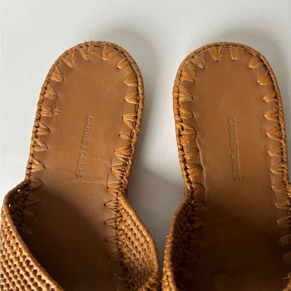CARRIE FORBES RAFIA SLIDES SANDALS SIZE 36